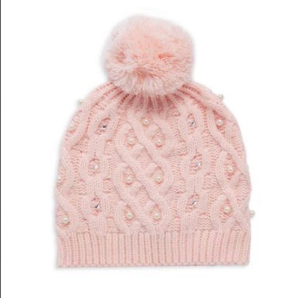 Pink Pom Beanie saks fifth avenue embellished cable knit beanie